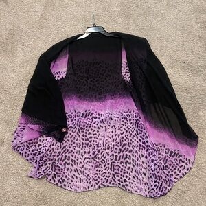 Purple and Black Animal Print Cardigan/Shawl